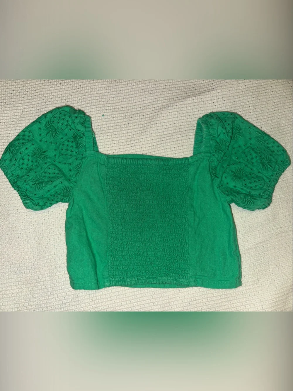 Old Navy Girls' Emerald Green Puff Sleeve Crop Top
